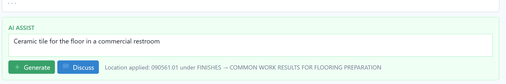 AI Assist field with a description and Generate/Discuss buttons